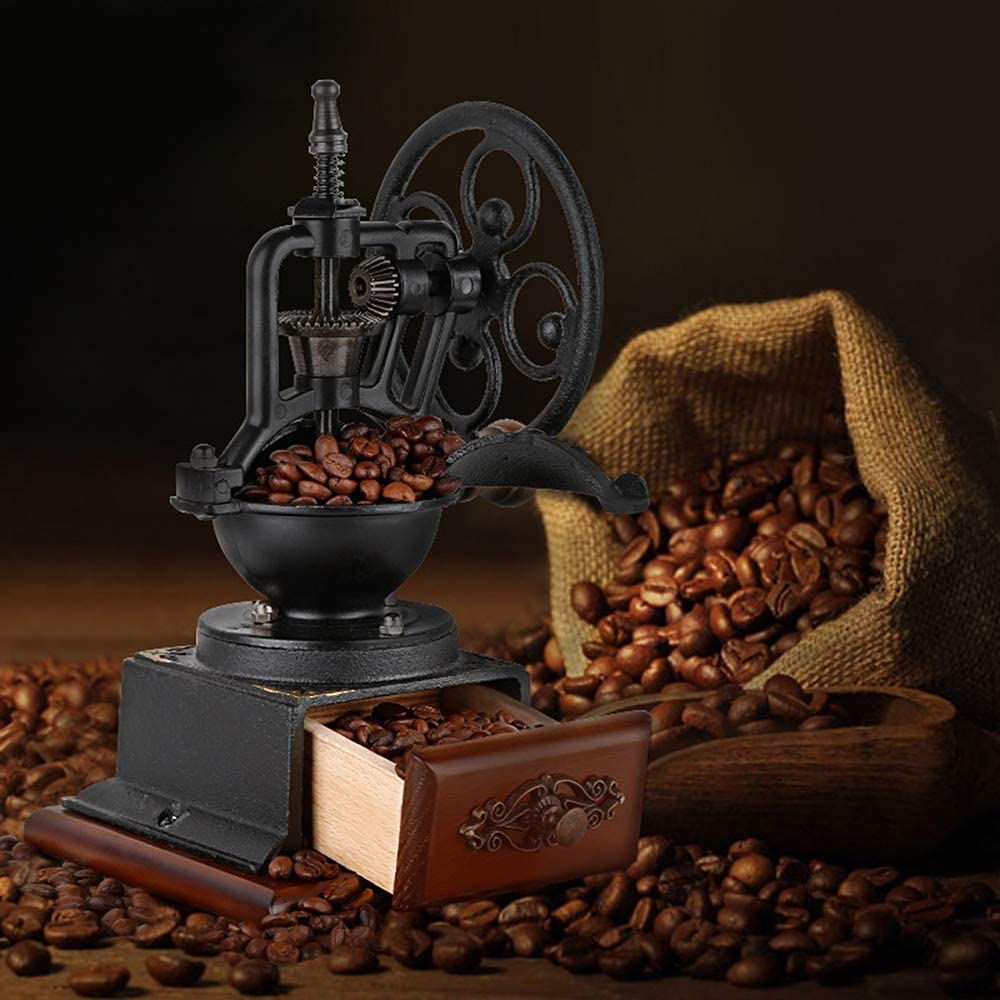 Młynek do przypraw mielenie ręczny młynek do kawy ręczny młynek do kawy ekspres do kawy w proszku koło ręczne ekspres do kawy styl vintage brązowy - pomocnik rekreacyjny