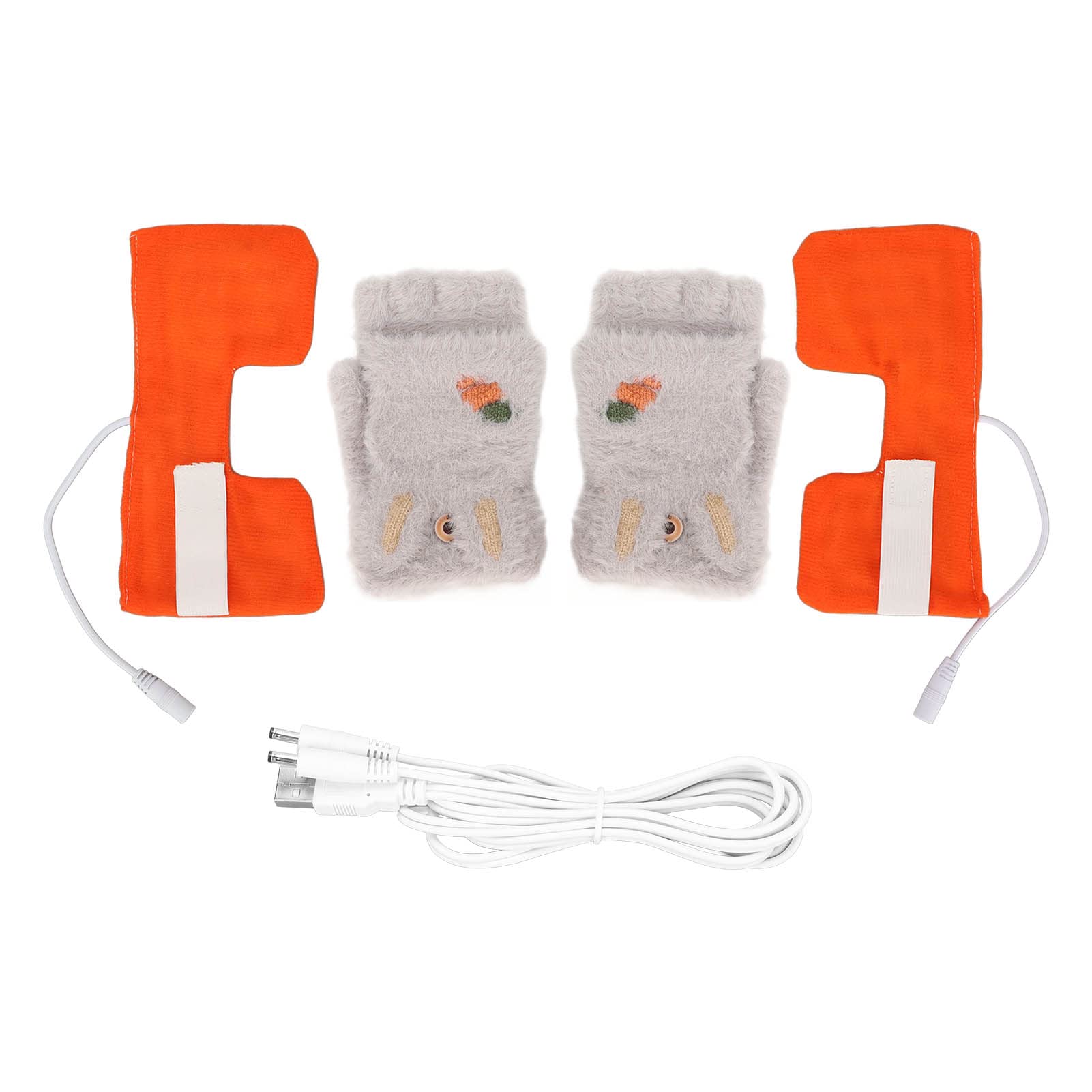 Guanti riscaldati USB Guanti invernali riscaldanti bifacciali in peluche accoglienti senza dita per lavoro studio Grigio