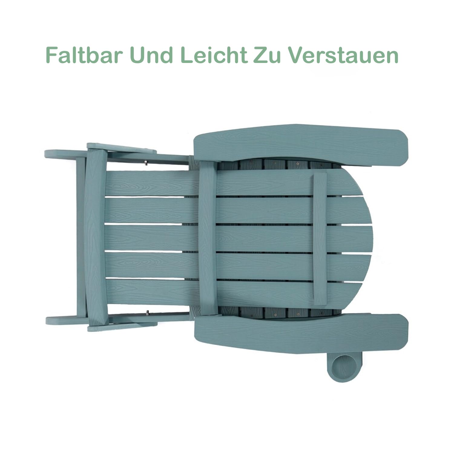 Ogarden Adirondack Loungesessel Arizona, Mit Fußschemel, Getränkehalter, HIPS Kunststoff, Holz-Optik - für Balkon, Terrasse, Rasen, Kamin (Grün)