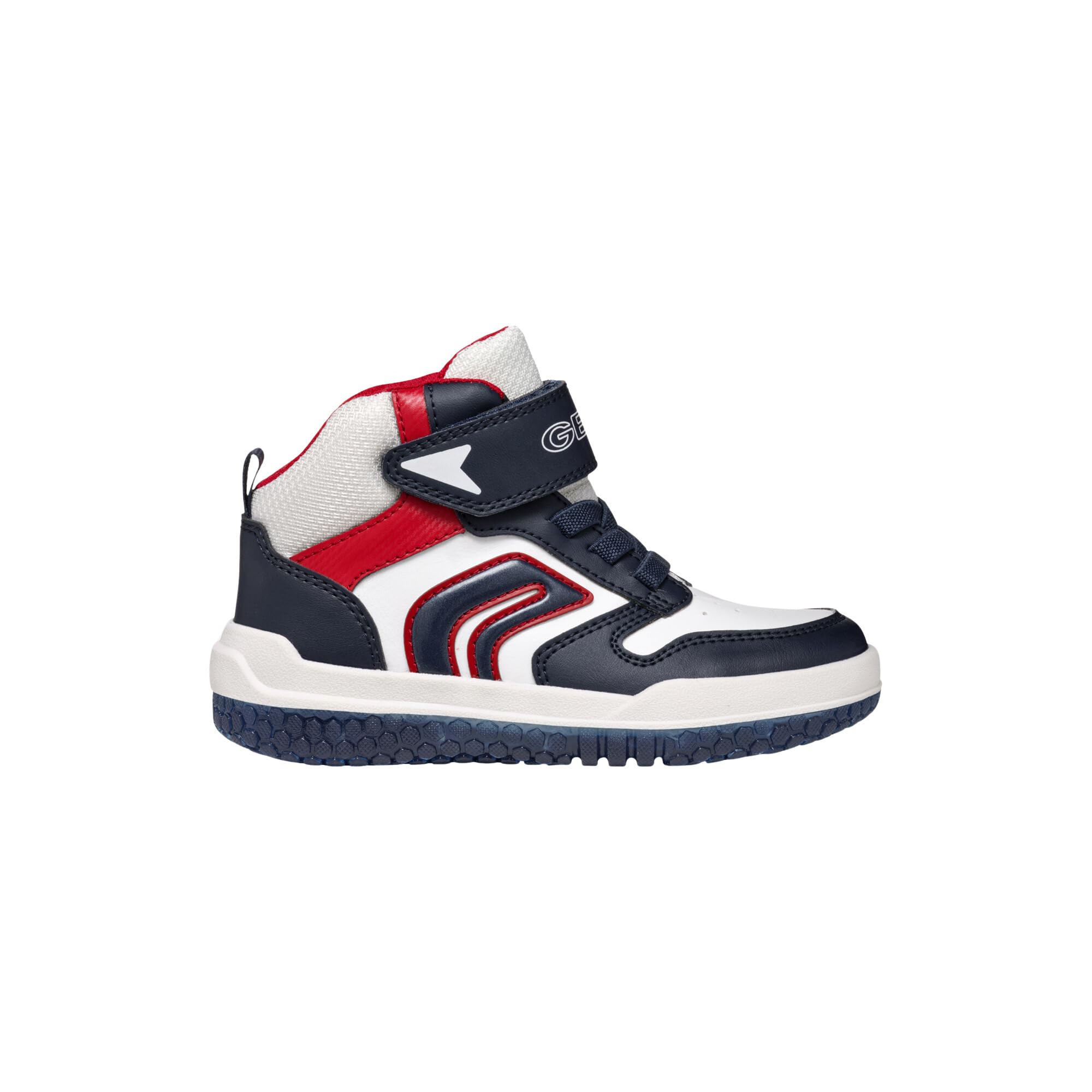 Geox Boy's J Buzzerlight Boy a Sneaker, Navy White, 6 UK Child