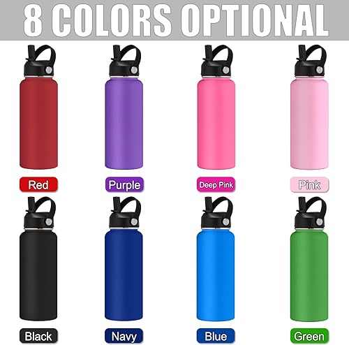 Miniatura 3 de Botellas de agua personalizadas con tapa de pajilla, botella de agua de acero inoxidable personalizada de 3240 onzas con nombres grabados,