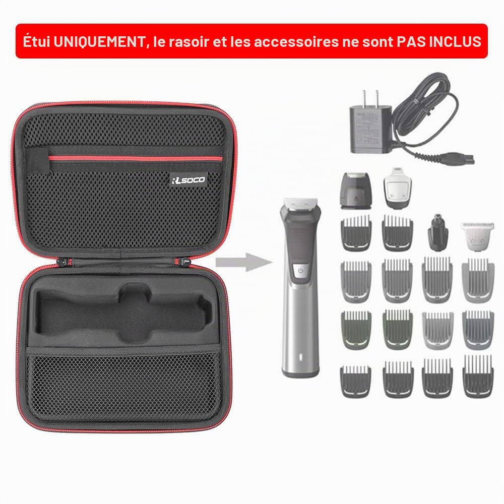 RLSOCO Étui pour Philips Multigroom Series 5000 & 7000 -Tondeuse Tout-en-Un modèle MG5950/15,MG5952/30,MG7961/15,MG7950/15,MG7962/30,MG7930/15,MG5951/15,MG5918/15,MG7931/15,MG7920/15,MG7940/15