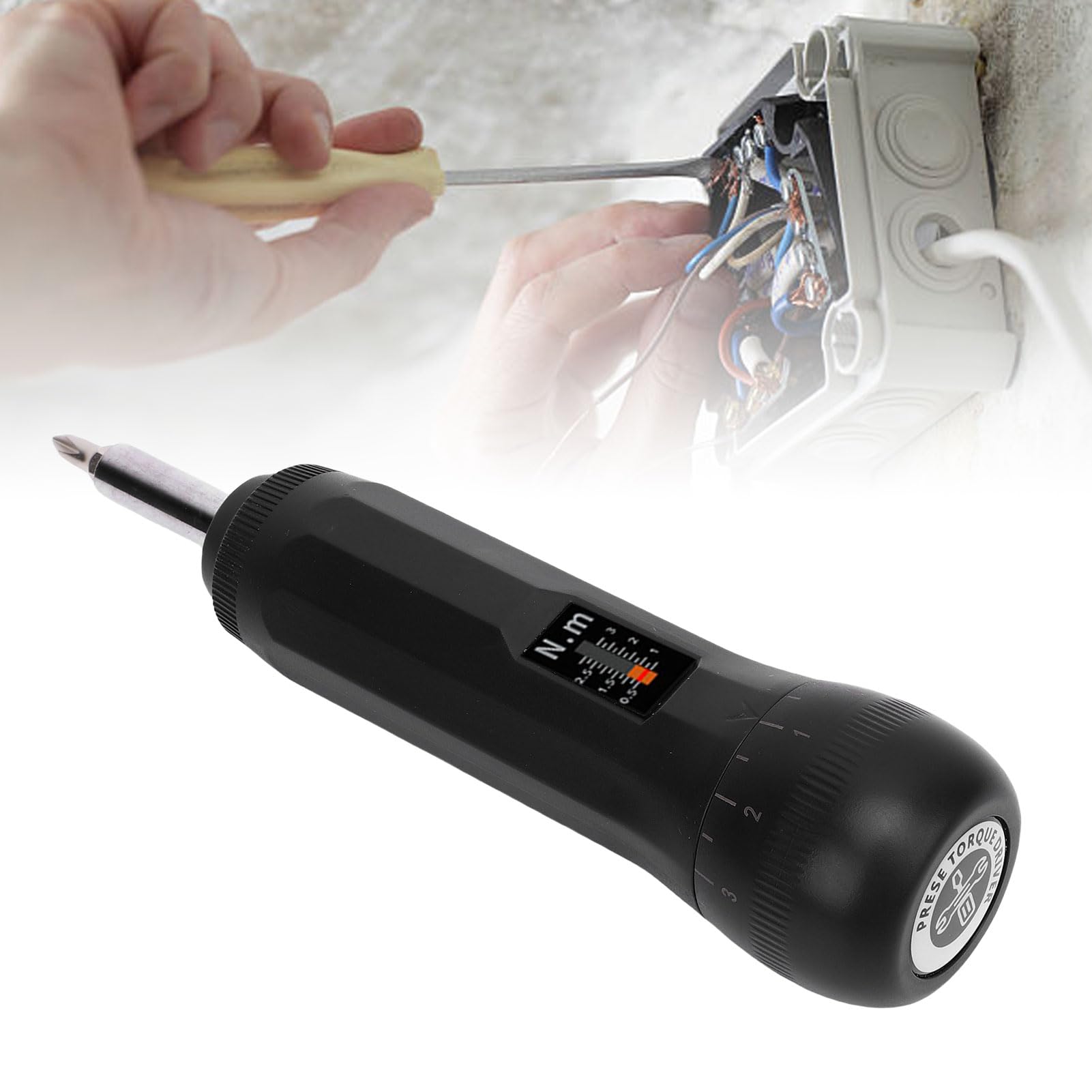 Fafeicy Cacciavite Dinamometrico Regolabile 0,5-3 N.m, con Scala Lineare, 8 Punte, 3 Adattatori, Esagonale 6,35mm 1/4 Pollici, Kit Completo per Fissaggio Circuiti