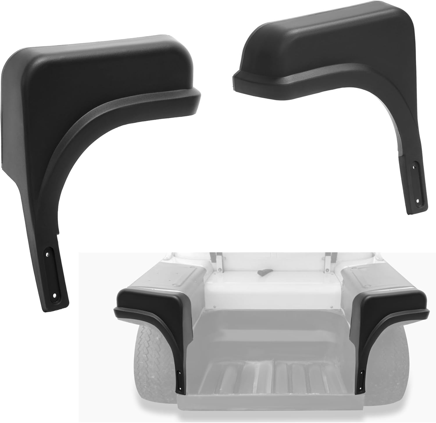 Golf Cart Fender Cap Left and Right Side Compatible with 1971-1988 EZGO Marathon Plastic Textured Black