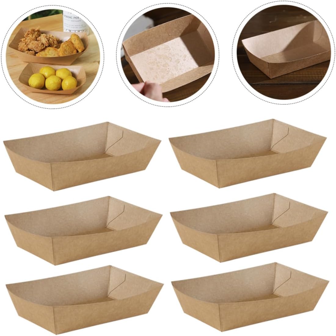 Yardwe 100pcs Disposable Oil-proof Kraft Paper Food Storage Boxes, Grease Resistant Fried Chicken and French Fries Takeout Containers for Restaurants and Catering