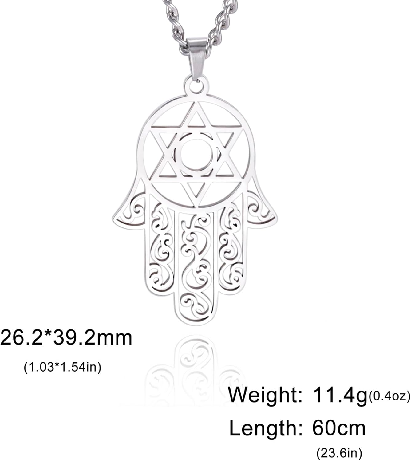 EUEAVAN Hamsa Hand of Fatima Hexagram Necklace Star of David Evil Eye Pendant Jewish Female Protection Amulet Symbol Jewelry Women Men - Image 6