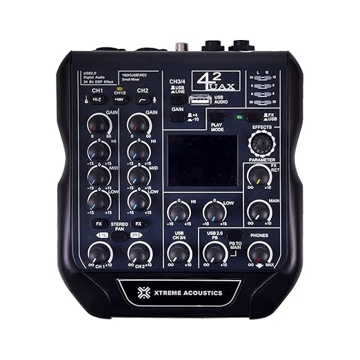 Xtreme Acoustics XAMX42 4 Channel Audio Mixer Interface with 192Khz Sampling Rate, Dual Track