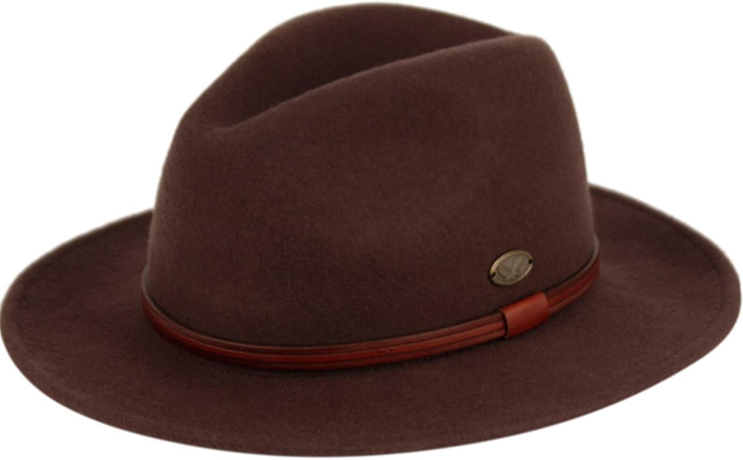 Epoch hats company Men's Wool Felt Outback Fedora with Grosgrain or Faux Leather Band