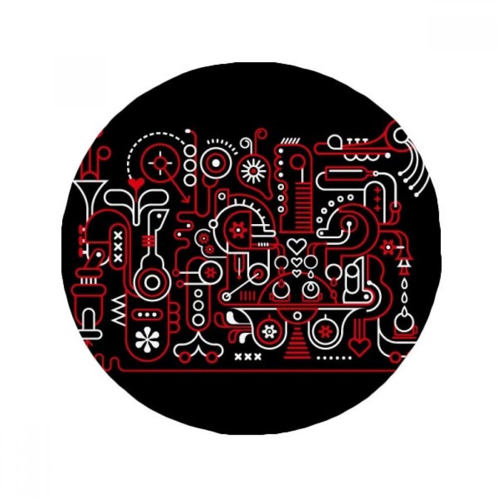 Tapis rond antidérapant graffiti rouge et blanc pour salon et cuisine de 80 cm