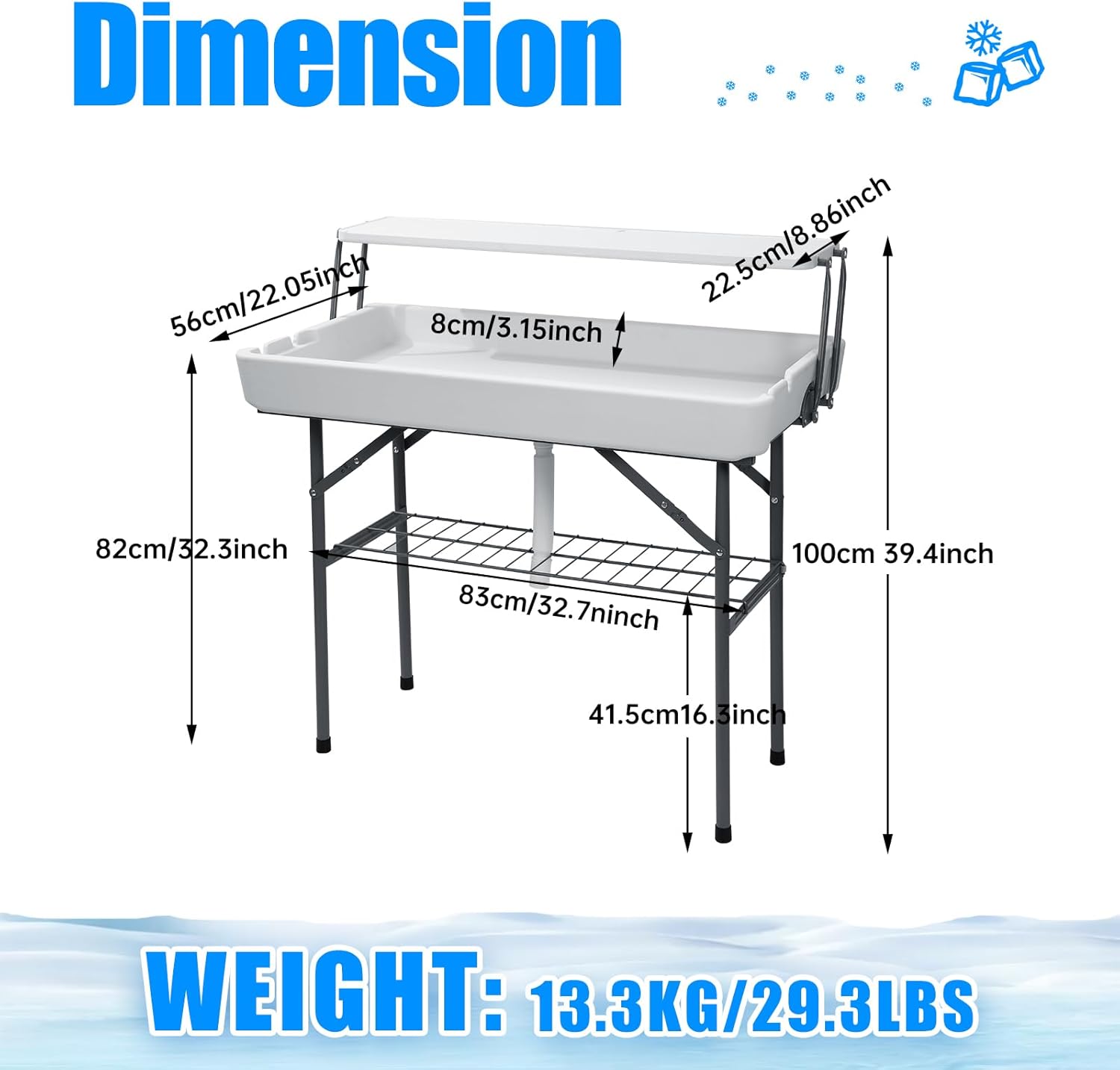 Cooler Table, Ice Table, Ice Tables for Party with Drain, Drink Tables for ice, Party Cooler with Detachable Skirt