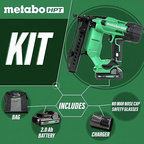 Miniatura 2 de Metabo HPT Kit de Grapadora Inalámbrica MultiVolt de 18V  Corona Estrecha de 18-Ga de 14 de Pulgada  Acepta Grapas de 18-Ga de 14 de Pulgada de 12