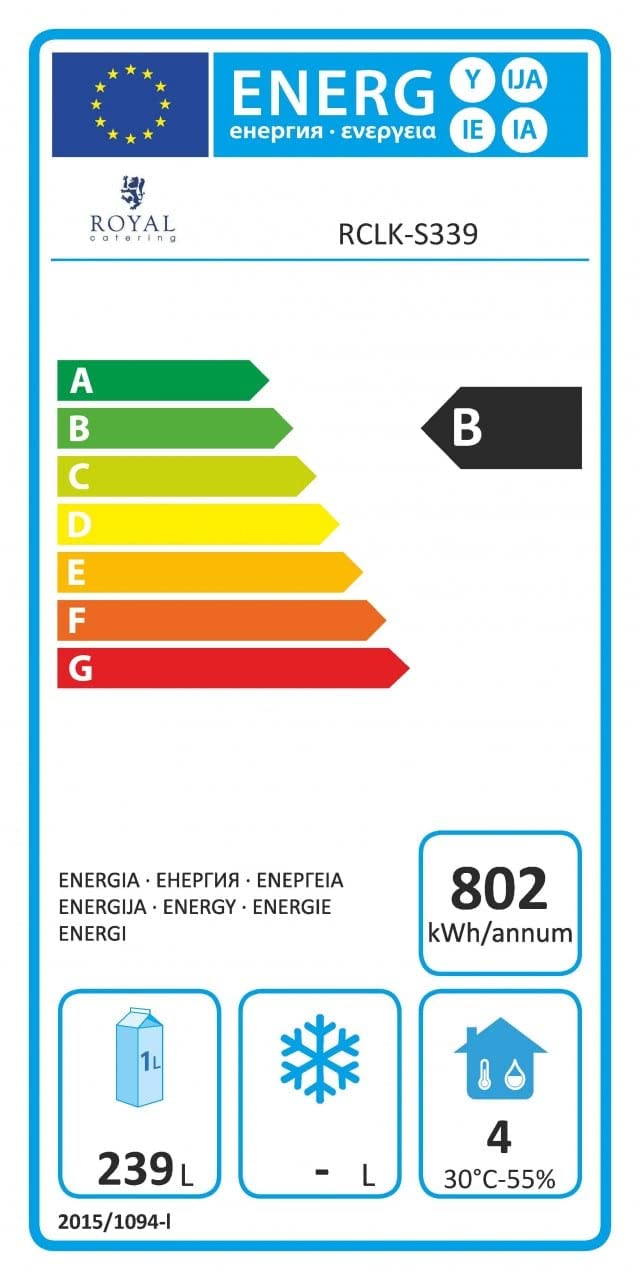 Royal Catering Mesa Refrigerada RCLK-S339 (339 L, Superficie de trabajo de acero inoxidable, compresor 258 W Zanussi, 3 puertas, R600a)