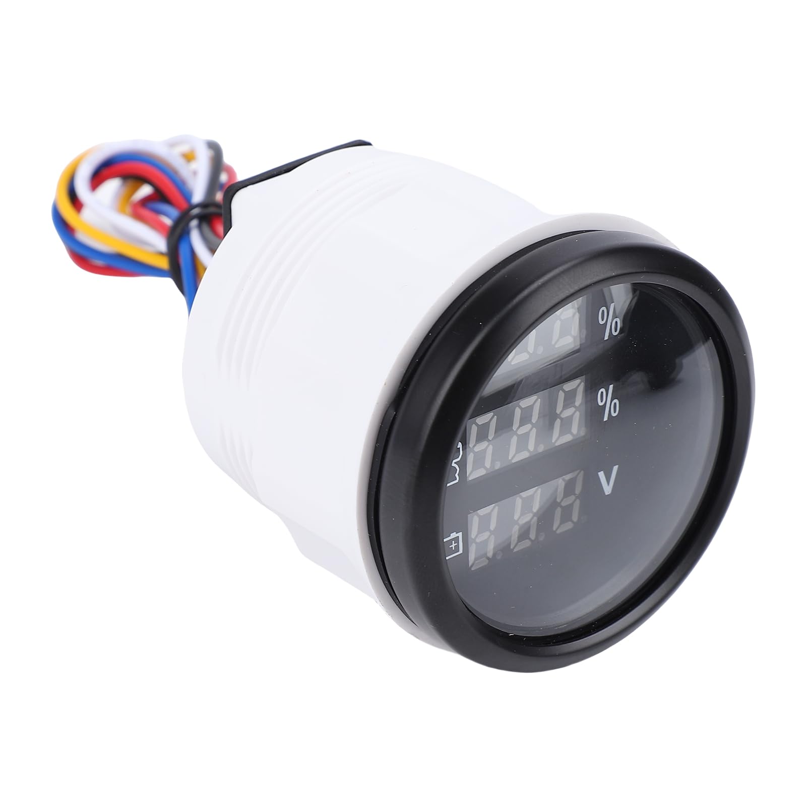 Medidor Digital 3 en 1 de 52 Mm, Monitor de Voltaje de Aguas Residuales de Nivel de Agua con Función de Alarma para Automóvil, Barco Marino, RV, Pantalla Azul (Esfera negra, bisel negro.)