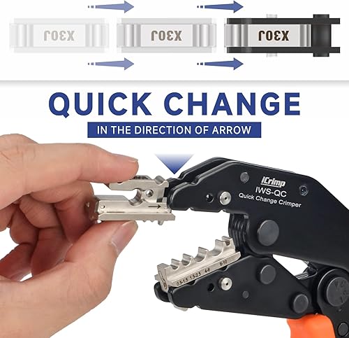 Miniatura 6 de iCrimp Kit de herramientas de crimpado de cambio rápido para conector de nailon aislado AWG22-10, terminales termorretráctiles, barril abierto,