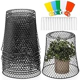 SOUJOY 10 Pieces Chicken Wire Plant Covers, Garden Cloche with 30 Garden Stakes and 20 Waterproof Labels, Metal Cage Protector Basket for Keeping Bunnies Chicken Squirrels Birds Out