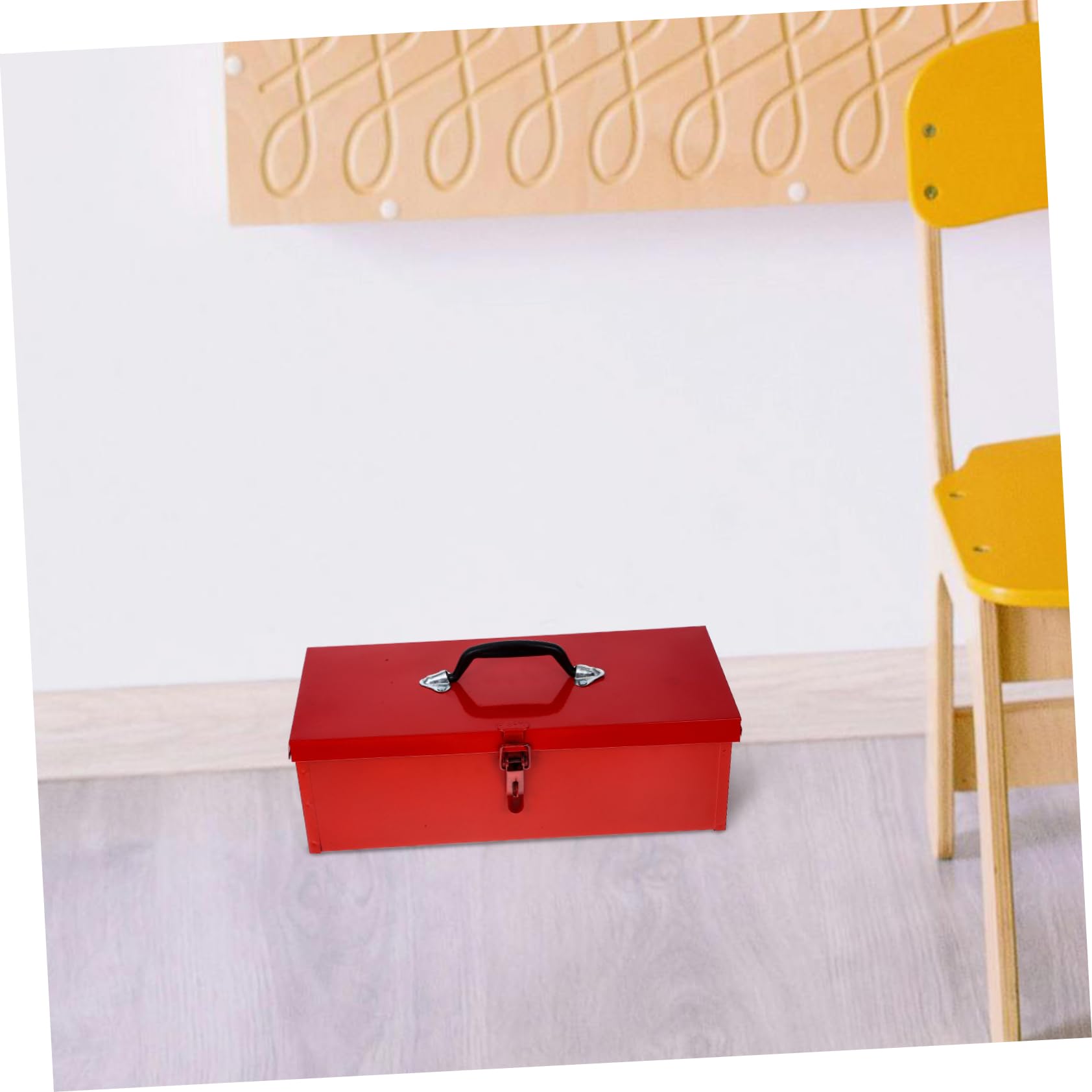 VILLCASE Cassetta Attrezzi Ferro Rossa, Cassetta degli Attrezzi Piccola in Lamiera, Portatile Maniglia Comoda e Chiusura Pratica per Officina e Casa Stile Casuale
