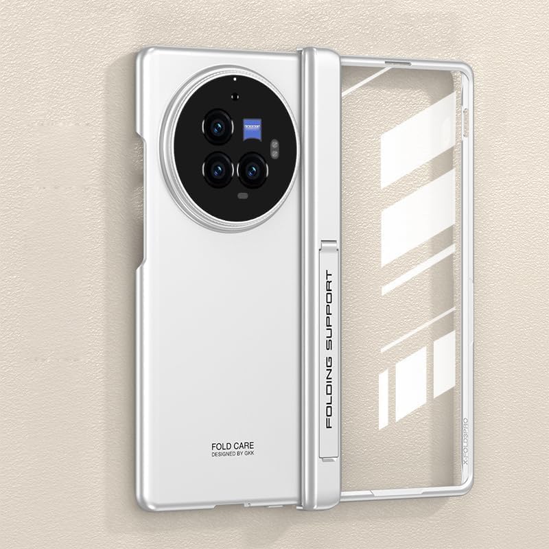 for Vivo X Fold 3 Pro Magnetic Hinged Case,Ultra Thin Luxury Plating All-Inclusive Shocproof Full-Body Protective Magnetic Hinge Case Bulit-in Screen Protector Kickstand Cover,Sliver