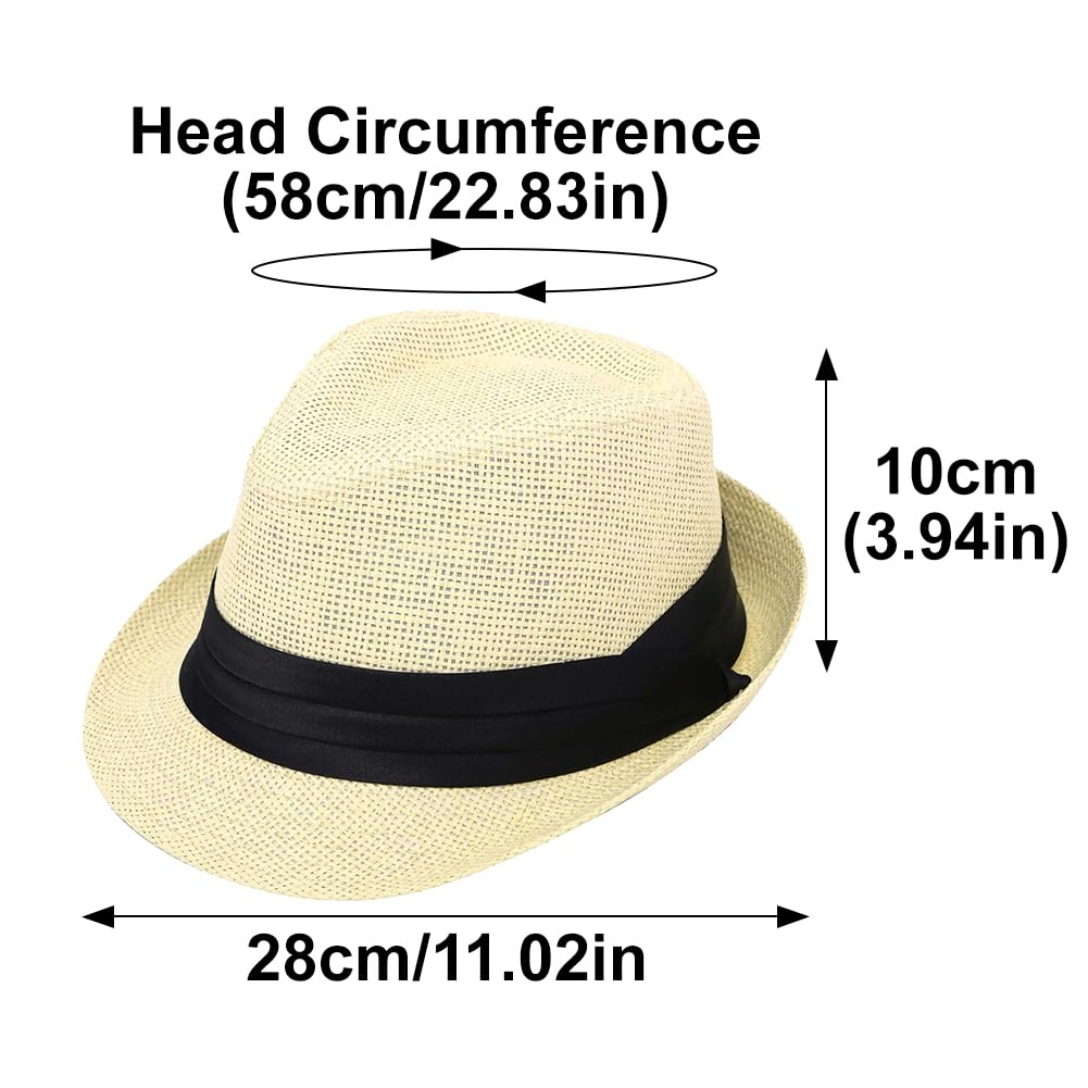 Sombreros Panamá de ala Corta, Sombreros Fedora Unisex para la Playa, Ideales para Fiestas, Disfraces y Bodas.