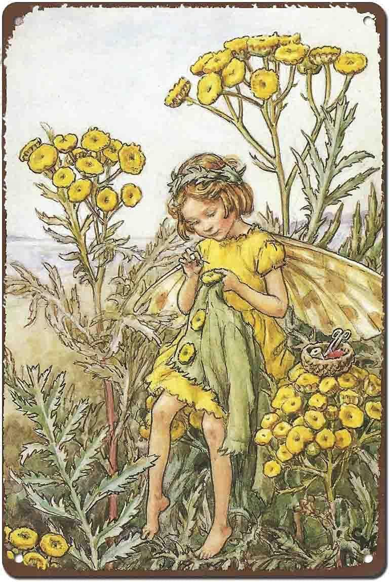 Vintage Poster Metal Tin Sign Flower Fairies Vintage Print Wall Art Nursery Decor Fairy Print Home Decor Vintage Novelty Bedroom Living Room Home Office Wall Art Decor 12x16 Inch