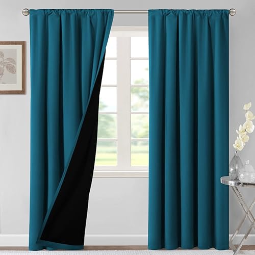 Miniatura 9 de H.VERSAILTEX Cortinas 100% de opacidad para dormitorio, con aislamiento térmico, cortinas opacas de 108 pulgadas de largo, bolsillo para cortinero