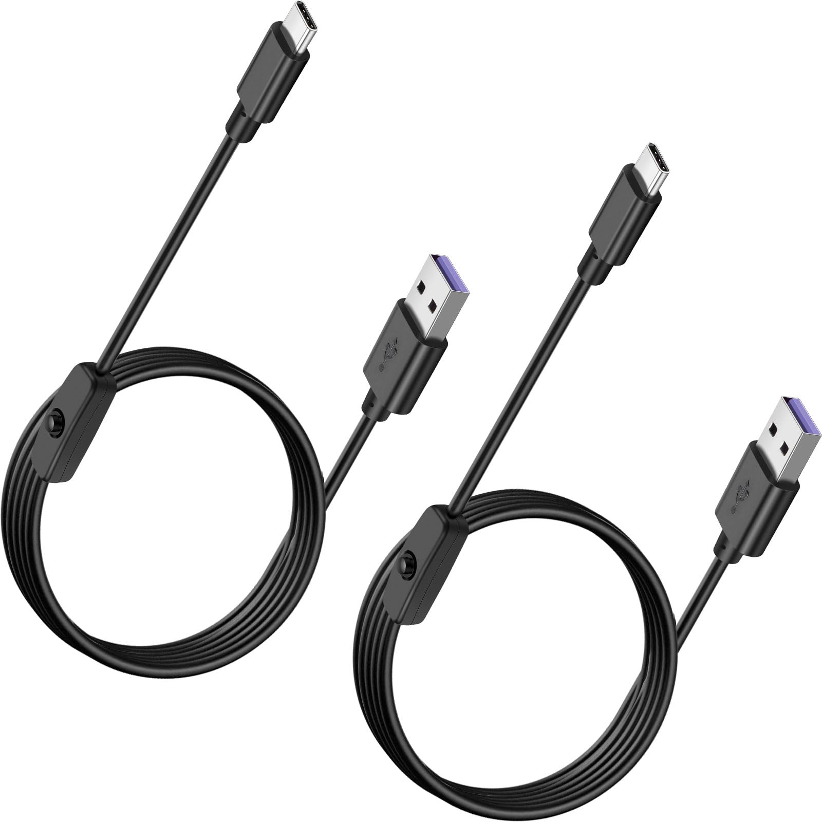 Cable de carga USB tipo C, paquete de 2 cables de alimentación USB A a USB C macho a macho con interruptor de encendido y apagado 501, cable adaptador USB a USB-C para lámpara de escritorio LED,