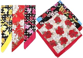 WAYUTO Flower Print Floral Bandanas Cotton Colorful Bandanas for Women Square 21 x 21 Bandana Scarf Aesthetic 6 Pack