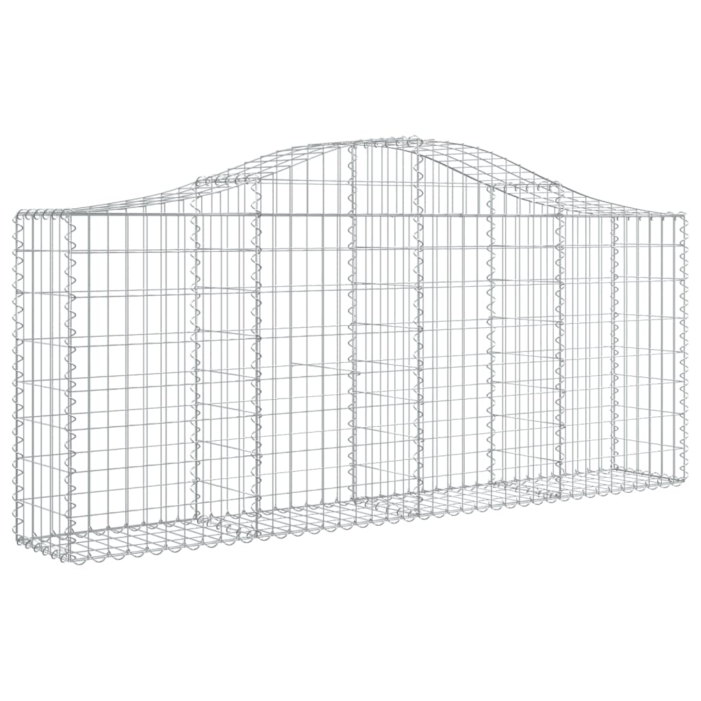 Kosze gabionowe łukowe 10 sztuk 200 x 30 x 80/100 cm ocynkowane żelazo, dźwiękochłonna bariera ogrodowa ze wzmocnionymi haczykami, średnica drutu 3,5 mm, oczka 5 x 10 cm, srebrny