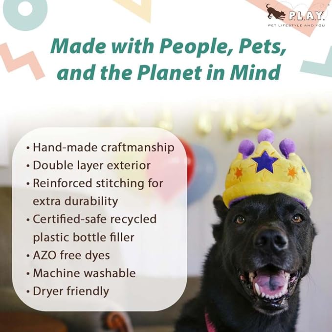 Juguete de Peluche para Perro P.L.A.Y. Cumpleaños, Sonajero Durable - Corona Canina, X-Small miniatura 3