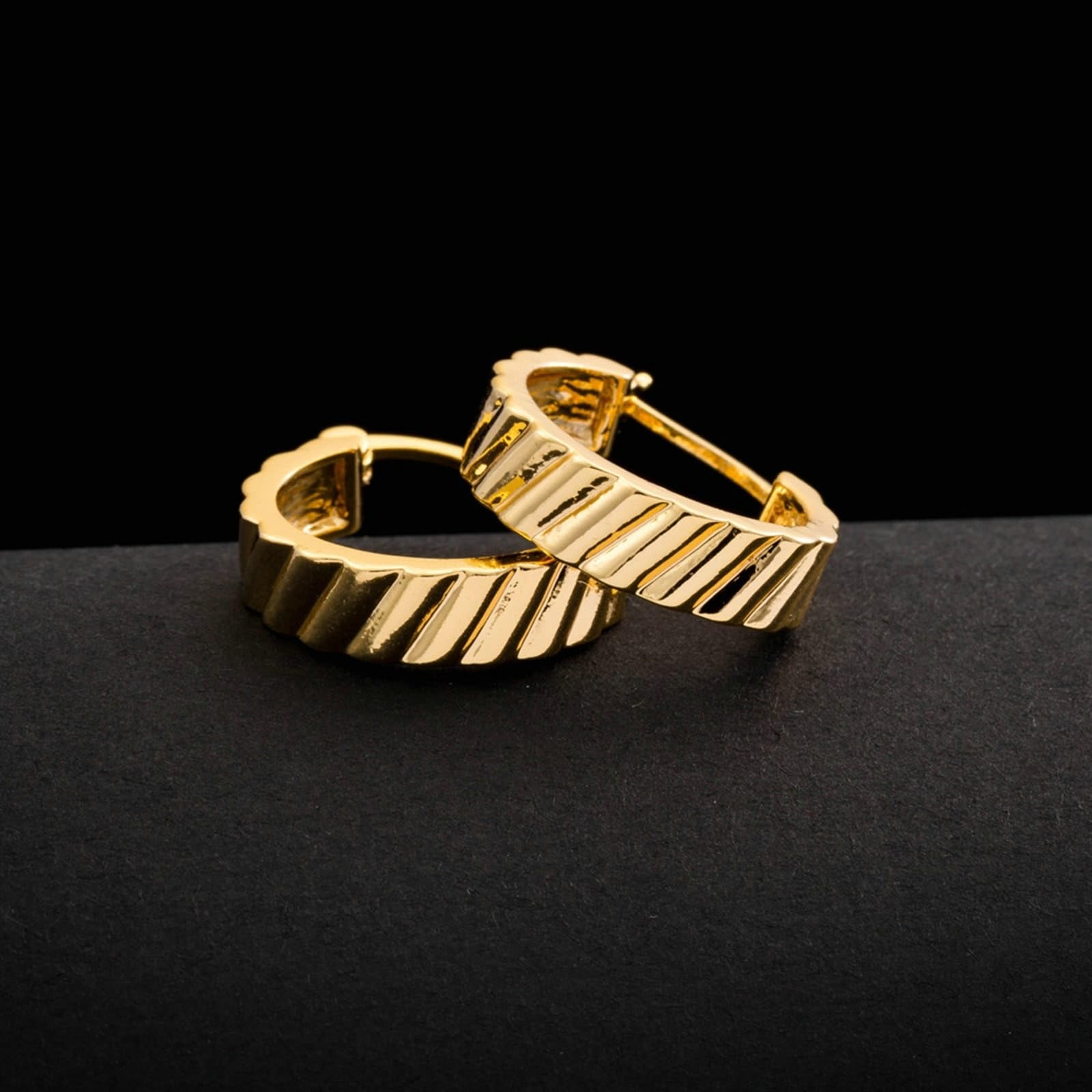 AMDXD Pendientes de oro de 18 quilates Au750, joyas de oro auténtico, a rayas altas, pendientes de aro de oro amarillo de 18 quilates, pequeños