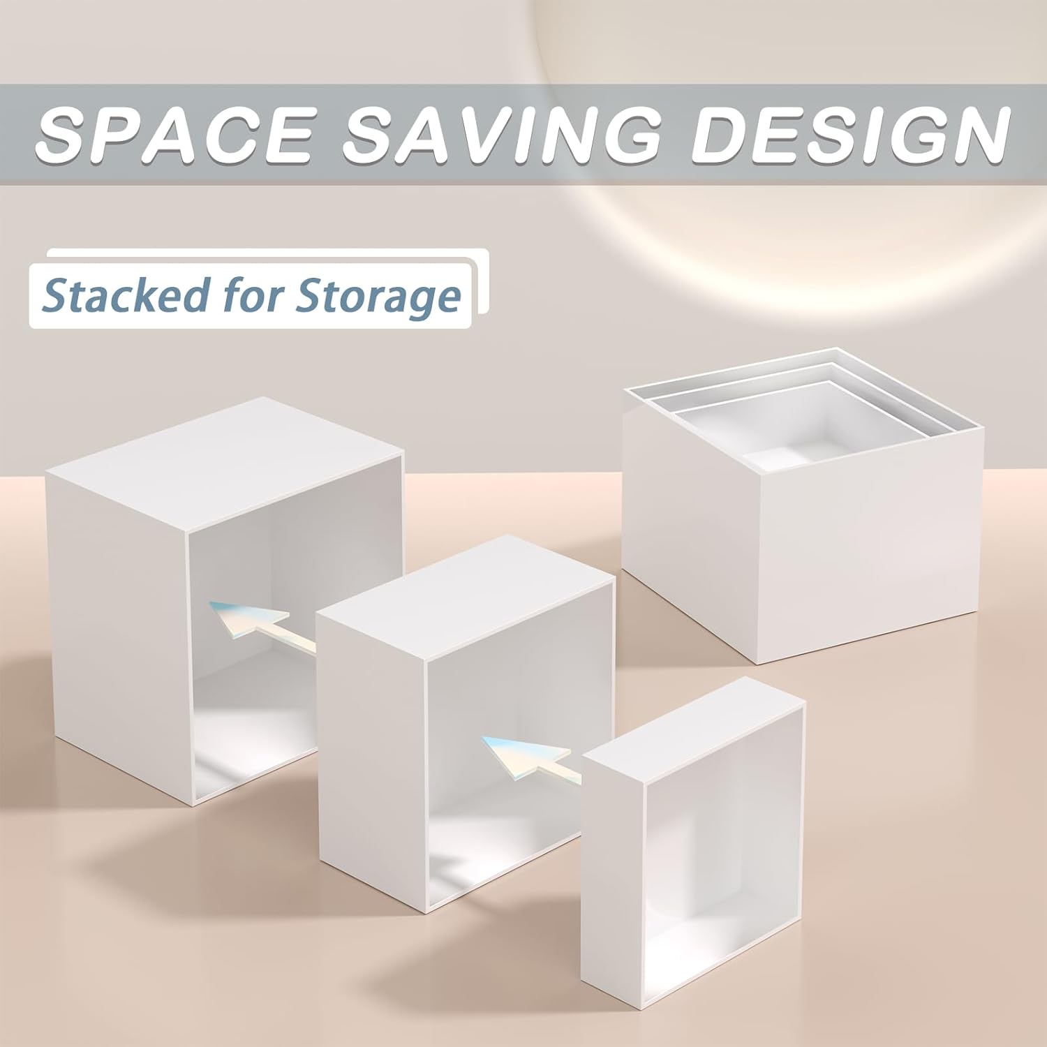 6PCS Buffet Risers, Food Risers for Buffet Table, Acrylic Boxes for Food, Display Stand for Party Catering Dessert Collectibles, Acrylic Cube Boxes with Hollow Bottoms, Food Stand Set, White (8"x9"x10")