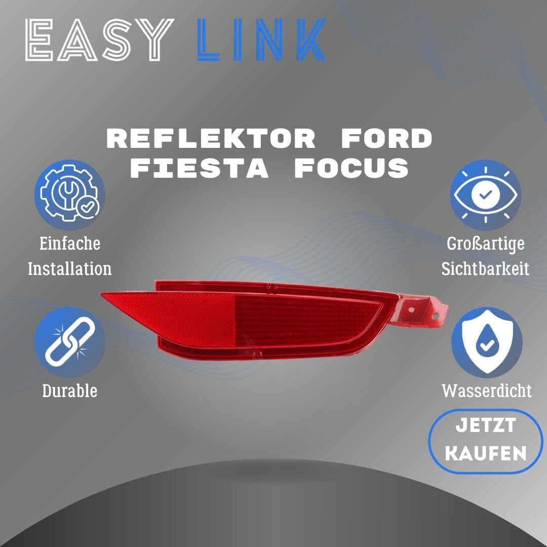Riflettore riflettore paraurti destro compatibile con Ford Fiesta Focus C-Max 1552730 1513163 8A6117A849AA