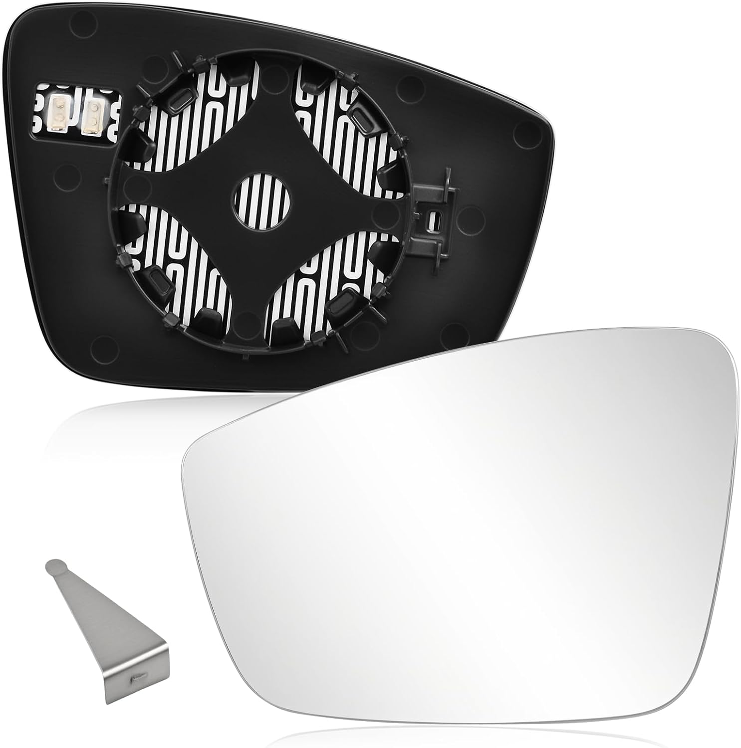 Driver Side Mirror Glass Compatible with 2011-2018 Volkswagen Jetta, 2012-2016 VW Beetle, 2012-2015 VW Passat, Left Convex Heated Mirror Replacement with Backplate & Holder