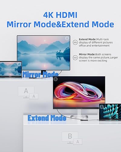 Miniatura 2 de Hub USB C, adaptador multipuerto USB de 7 puertos para MacBook ProAir, tipo C a HDMI con HDMI 4K, 1 concentradores USB C 3.2 de 10 Gbps, 2 USB 2.0,