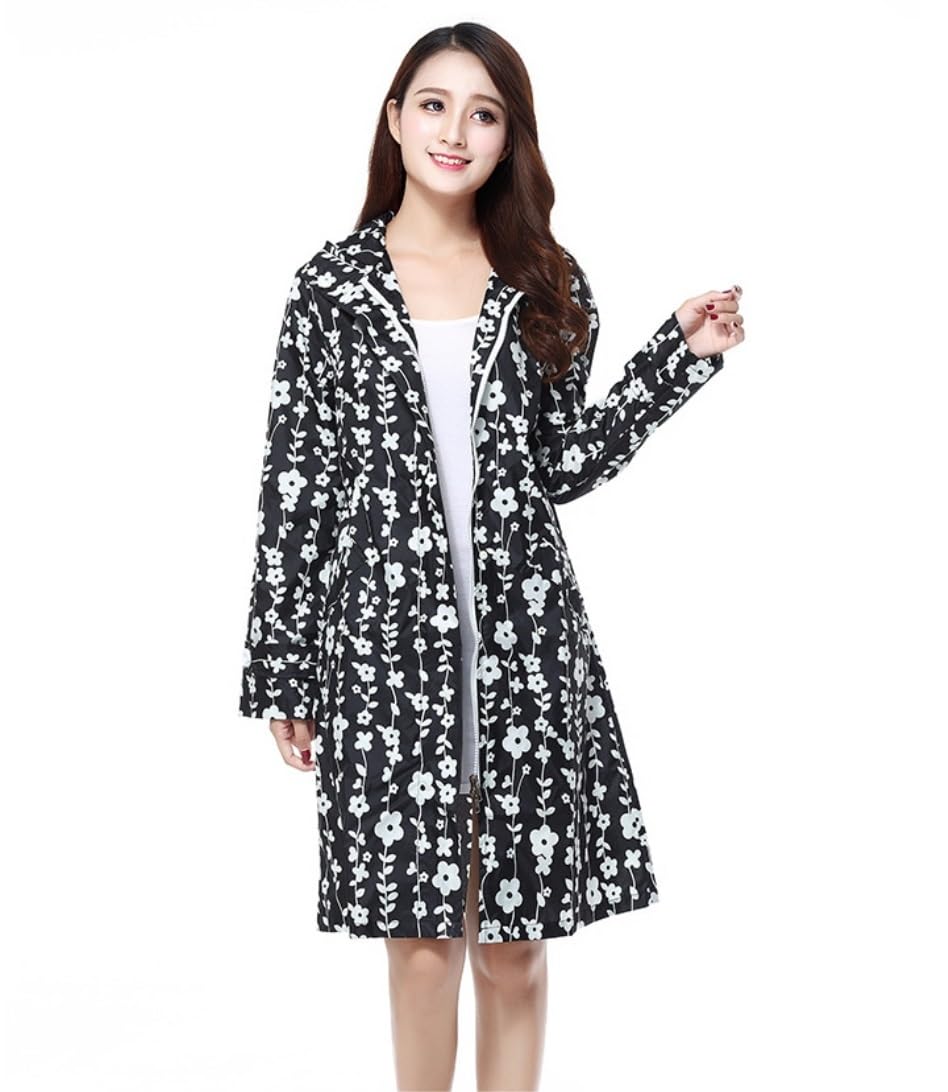 Chubasquero Poncho Ligero De Flores para Mujer, Impermeable Largo para Mujer, Impermeable para Exteriores para Adultos Ponchos De Lluvia Impermeables