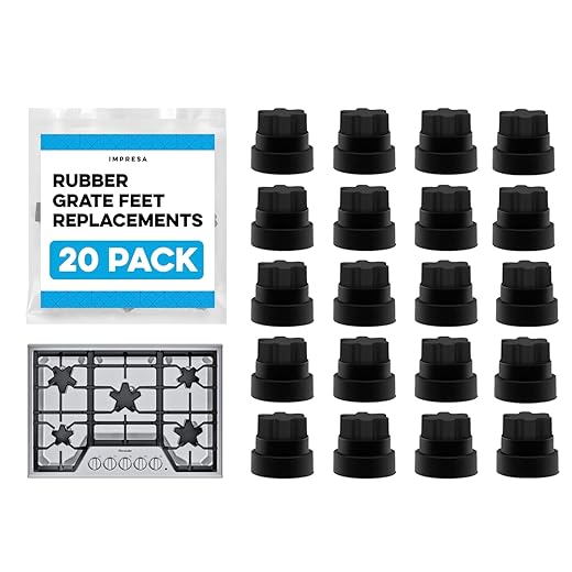 IMPRESA 20 Pack Rubber Grate Feet Replacement - Compatible with Thermador P/Ns 00618112, 1999626, 617174, 618112, AH3478553 & PS3478553 - Heat-Resistant Rubber & Quick 15-Second Install
