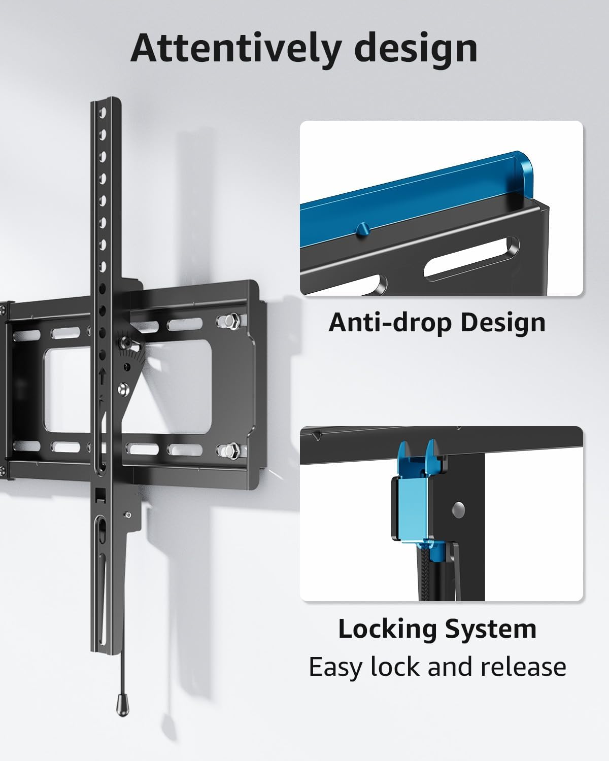 MOUNTUP TV Wall Mount Tilting TV Mount Bracket for Most 37-82 Inch Flat Screen/Curved Low Profile Wall Mount Saving Space Max VESA 600x400mm Hold up to 132 lbs Fit 16" 18" 24" Stud MU0008