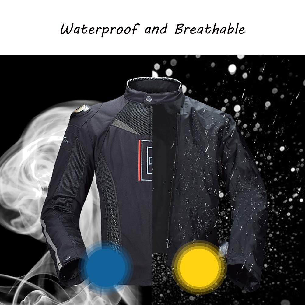 Giacca da Moto con Protezioni e Rivestimento Termico Interno Giubbotto Moto Certificata CE Manica Staccabile Gilet Termico 4 Stagioni per Touring Racing