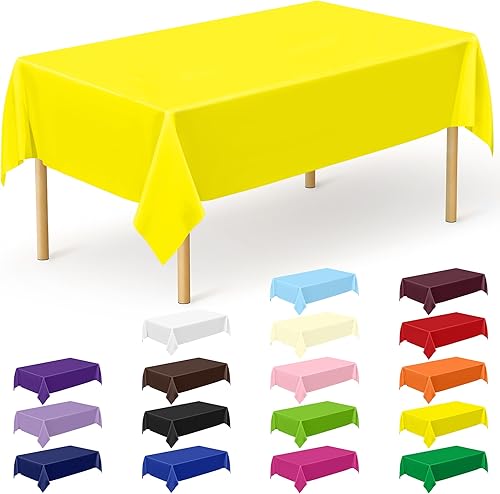 Miniatura 35 de Paquete de 4 manteles desechables de plástico para fiestas, 54" x 108" manteles rectangulares blancos y dorados, mantel impermeable para mesas Punto