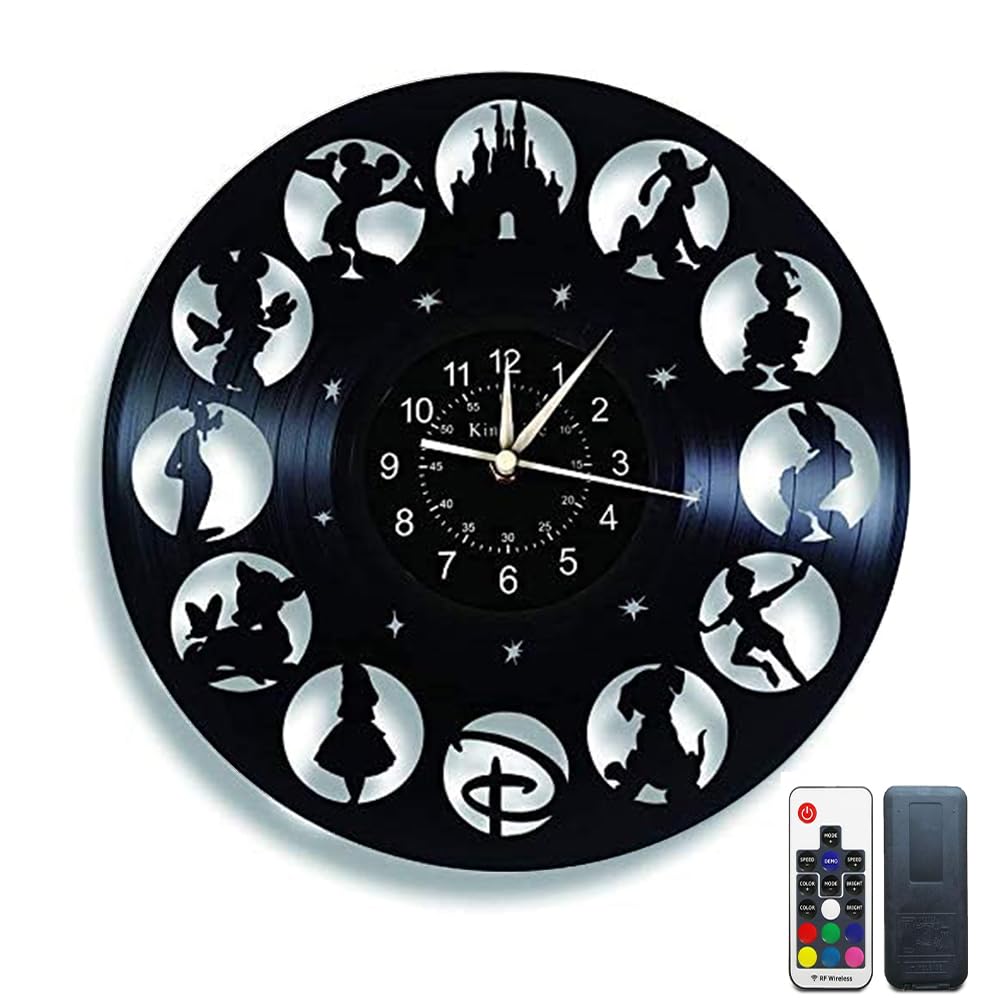Smotly With Lights Vinyl Wall Clock, Mickey Mouse Character Funny Pattern Art Wall Clock, Gifts For Any Style Of Wall Decor. (With Lights)