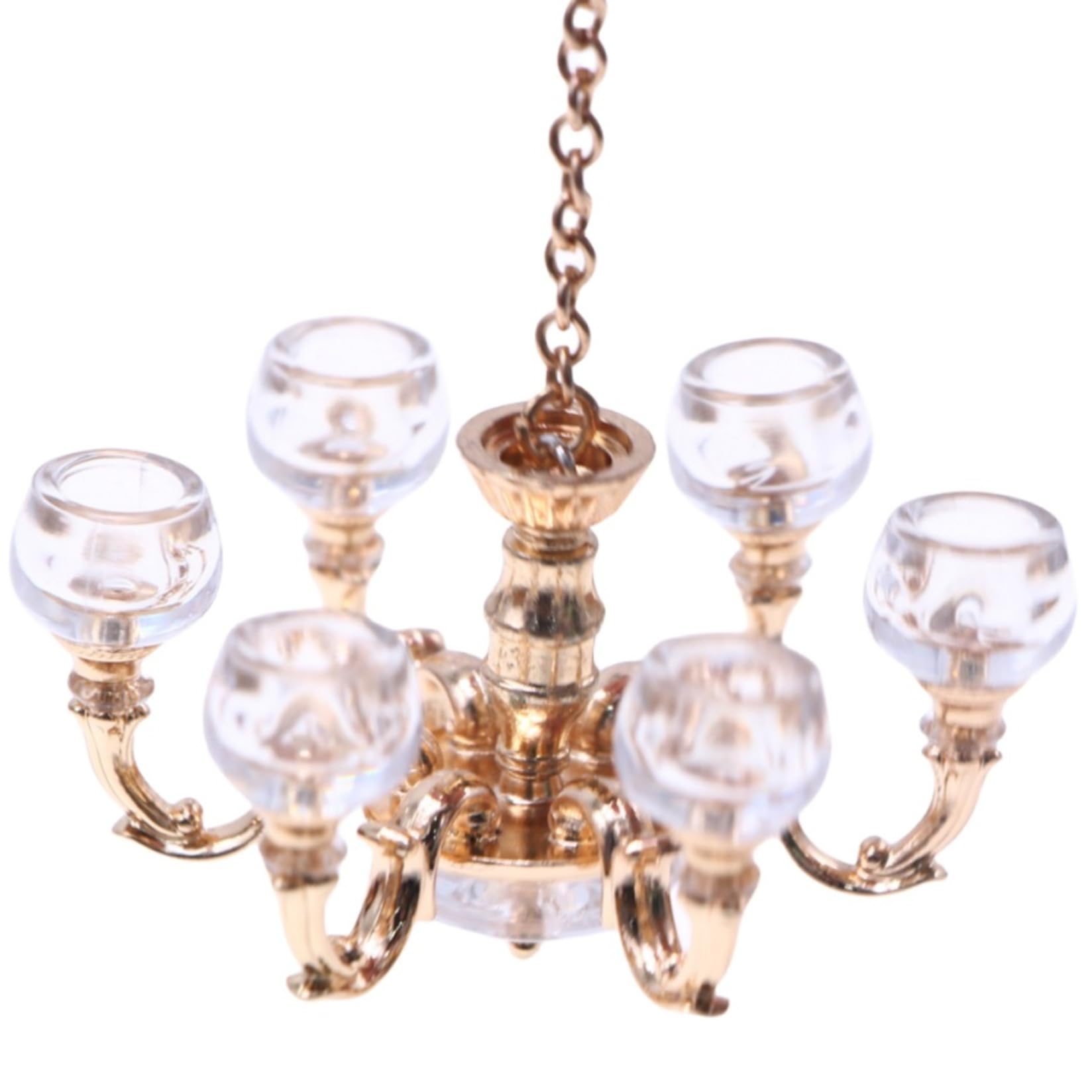1:12 Scale Dollhouse Chandelier 2.5x3.4 Inch, Vintage Alloy Miniature Light for DIY Doll House