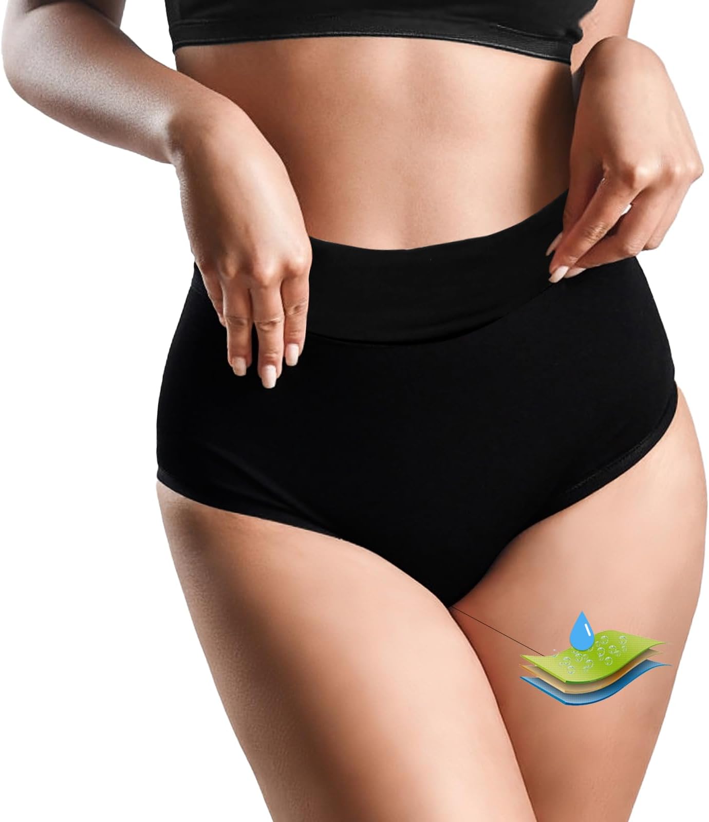 Period Pants for Swimming Middle Waisted Period Pants for Teenage Girls Woman 4-Layer Leakproof Period Swimwear Traceless for Water Activities