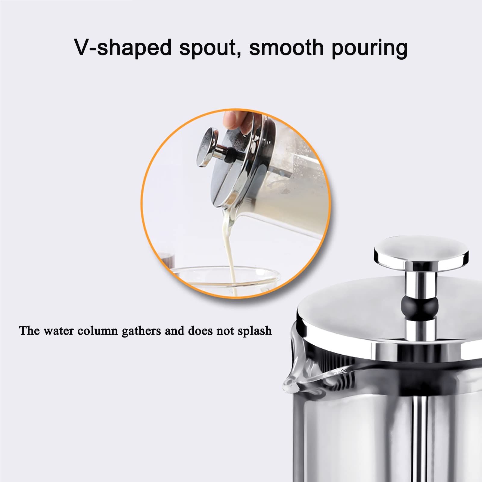 French Press Kaffeebereiter, 304 Durable Edelstahl Hitzebeständige Borosilikatglas Kaffeepresse Teepresse Mit 3 Filtern, Abnehmbar Leicht Zu Reinigen, Kaffeekanne Für Camping Reisegeschenke