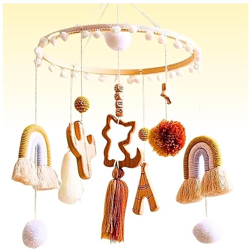 Rainbows and Fox - Cuna colgante para cuna de bebé, encantador accesorio bohemio para cuna, hecho a mano con amor, hollín para bebés y niños