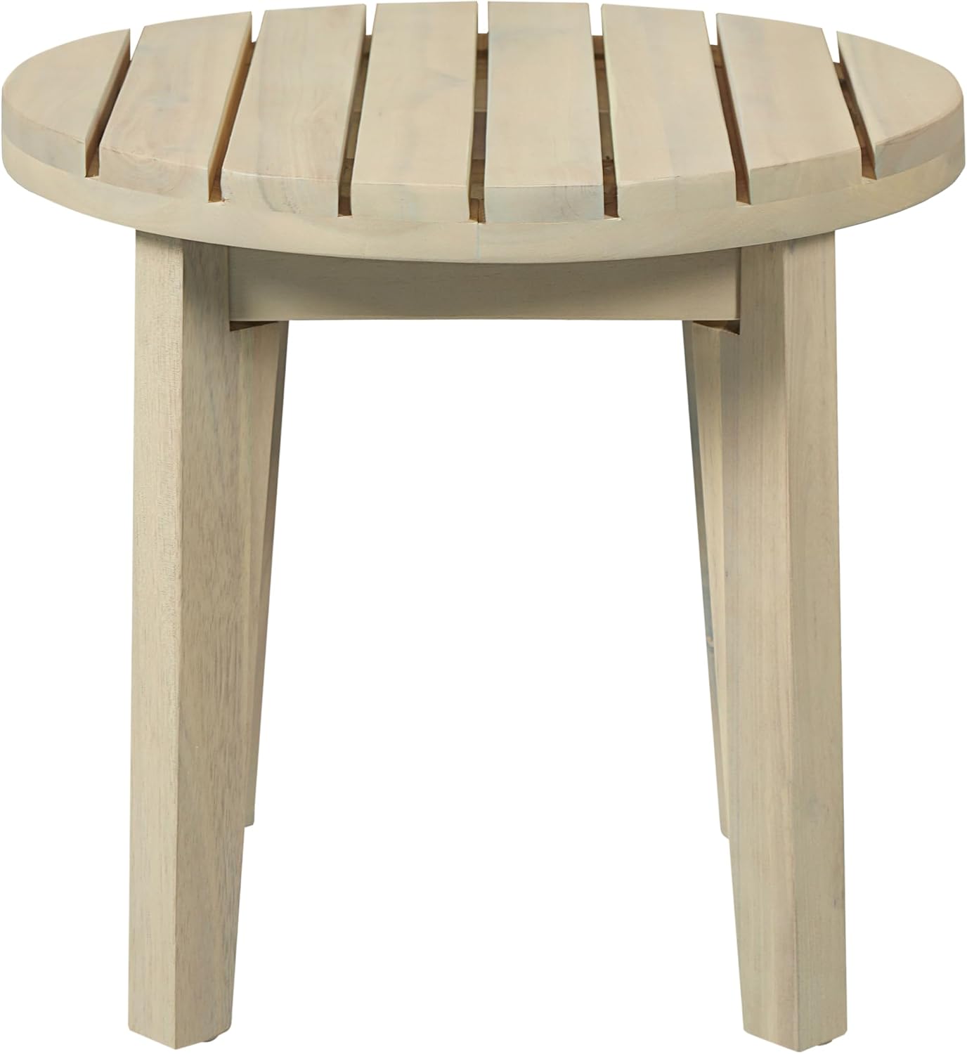 Christopher Knight Home Parker Acacia Wood Outdoor Coffee Table, Small Side Table for Patio Furniture Set, Solid Wood Round End Table for Patio/Deck/Garden, Light White