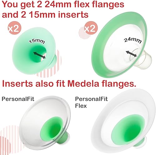 Miniatura 5 de Nenesupply Bridas de 0.945 in e insertos de 0.748 in compatibles con extractor de leche Lansinoh de repuesto para bridas y paramantos Lansinoh de