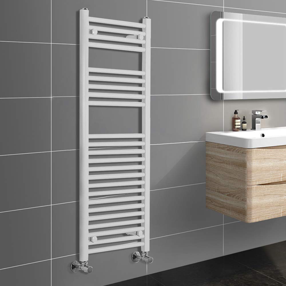 NRG Straight Central Heating Towel Rail Bathroom Heated Rad Warmer Radiator 1200x450mm White