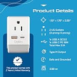 Ceptics South Africa Adaptateur de prise d'alimentation Voyage QC 3.0 & PD, Double sécurité USB & USB-C - 2 USA Socket Compact & Puissant - Utilisation en Afrique du Sud Botswana - Type M AP-10L - Chargement rapide