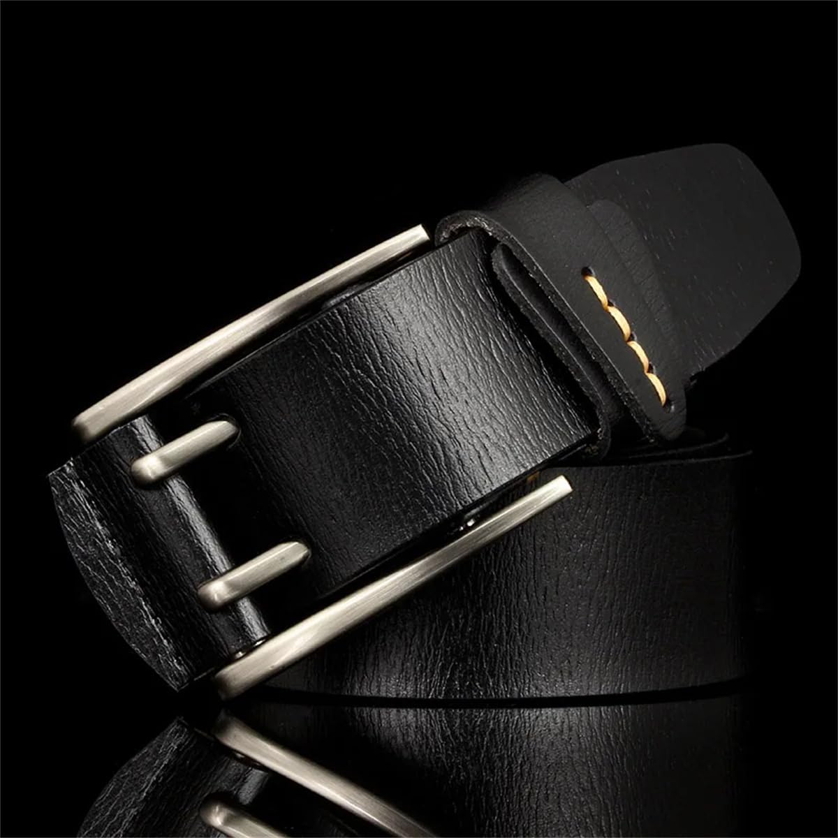 4 Cm Breiter Gürtel Aus Echtem Leder Im Vintage-Stil Mit Dornschließe, Jeansgürtel