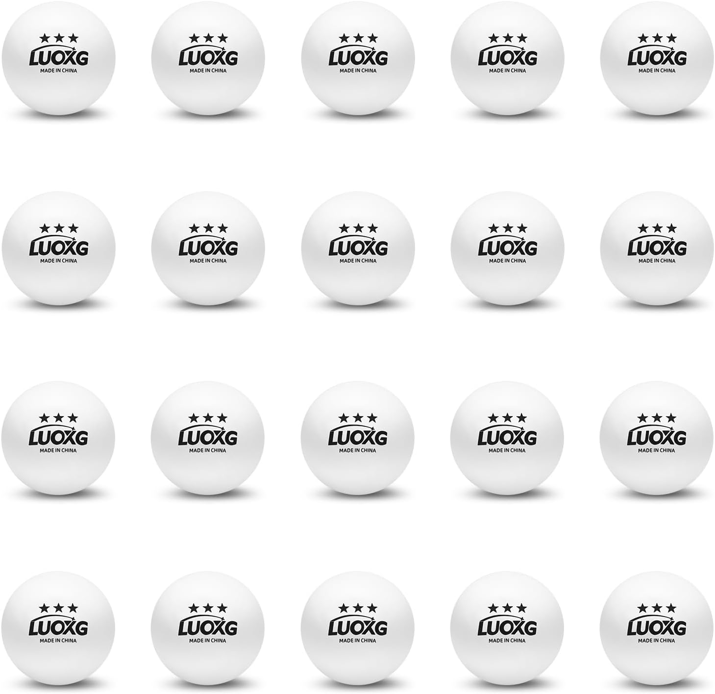 Luoxg 20 Pack 3-Star White Ping Pong Balls - Durable ABS Table Tennis Balls for Beginners & Pros