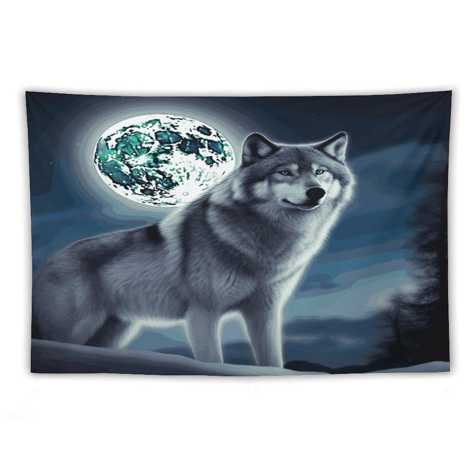 LDGSUPH Wolf Under Moon Tapestry Wall Hanging Decor Anti-fading Aesthetic Wall Tapestries Fashion Wall Blanket Decor Modern Wall Art Tapestry for Bedroom Home Decor 40"x60"
